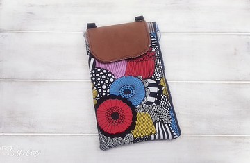 普普風花朵圖紋手機背袋-輕便斜背包