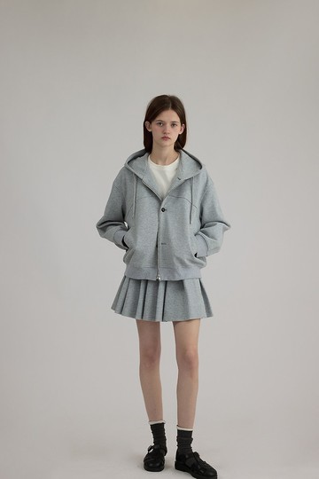 北歐sporty 呼吸棉連帽拉鏈衛衣 百褶短裙套裝