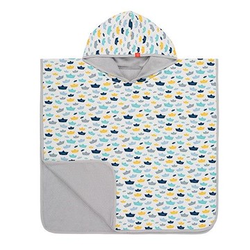 德國 Lassig - 嬰幼兒抗UV斗篷沙灘巾-小風船