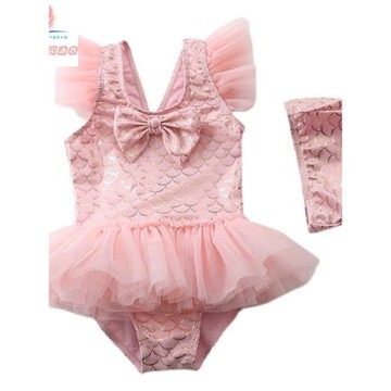 女寶寶可愛泳裝女童連體裙式2-8歲3小女孩紗裙粉色美人魚游泳衣服