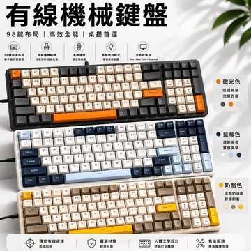 機械鍵盤 有線鍵盤 電競鍵盤 RGB鍵盤 紅軸 全鍵無衝 Type-C 98鍵