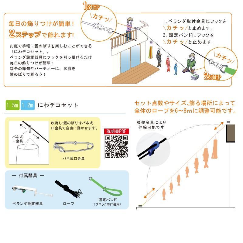 鯉のぼり 吉兆 1.5m7点 鯉4匹 にわデコセット 徳永鯉 こいのぼり