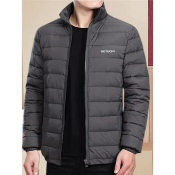 秋冬羽絨服男 輕薄立領羽絨服拉鏈短款青中老年大碼保暖羽絨外套