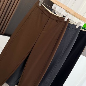 簡約通勤~羊毛西裝褲女2025秋季新款高腰繭型鐮刀褲女哈倫九分褲