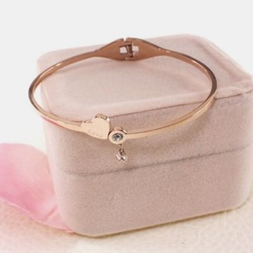 玫瑰金手環 純銀鑲鑽手鍊 -情人節愛心造型情人母親節禮物女飾品73cj18【獨家進口】【米蘭精品】