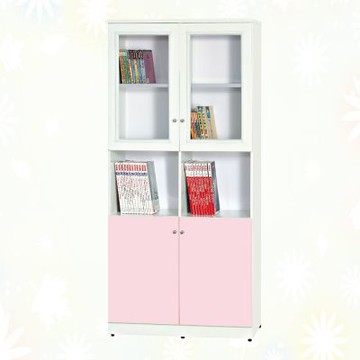 文創集-南亞塑鋼   尼亞   南亞塑鋼3.1尺四開門中空高書櫃-91.5x36.5x190cm免組