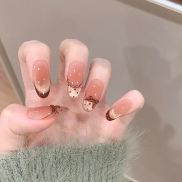 💗台灣出貨💗KaSi秋日蝴蝶結法式手工穿戴甲冰透腮紅波點芭蕾美甲顯白貓眼高階店長甄選