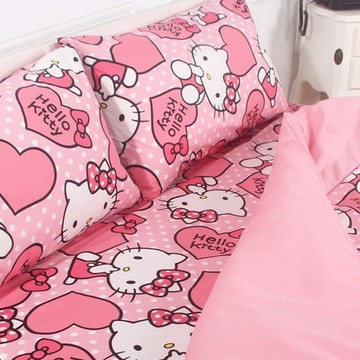 LoveCity 寢城之戀 台灣製 三麗鷗正版授權 混紡棉 兩用被床包組  床包 + 兩用被 + 枕套 x 2  雙人  粉紅佳人