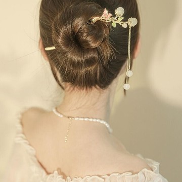 唐媞新中式水晶流蘇發簪高級感盤發簪子氣質古風漢服旗袍配飾頭飾