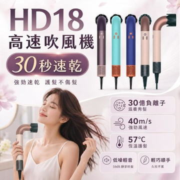 🚚4小時出貨💥HD18高速吹風機 負離子速乾電吹風 大風量低噪音家用吹風機 彎管造型髮廊理髮店專用吹風機 負離子速乾護髮