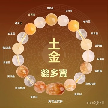 🙏🏻紫南宮過爐 開光🔥一月初更新-五行喜用缺補土金手鏈男女款天然水晶石多寶貔貅手串平衡金土飾品 WAPH