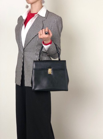 【日本直送 名牌中古包】LOEWE 羅威 手提包 黑色 Anagram 皮革 vintage 老品 c8uyvx