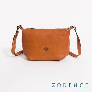 【ZODENCE】HAN義大利植鞣革斜背包-經典駝