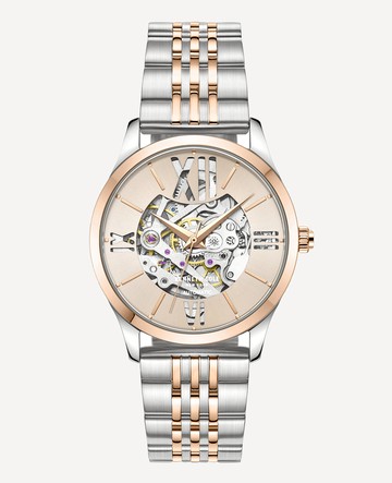 Kenneth Cole | Automatic Two-Tone Water Resistant Bracelet Watch in Two Tone Silver/Gold Rose