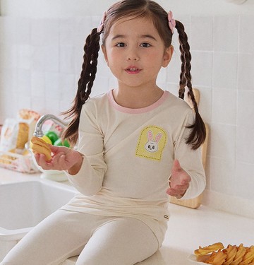 黃白兔兔鄰居-【寬鬆】植纖衣長袖韓國童裝-K62909