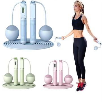 居家寶盒智能計數跳繩 有氧運動專用負重大球+鋼絲長繩 爆汗跳繩 有繩無繩通用 兒童跳繩