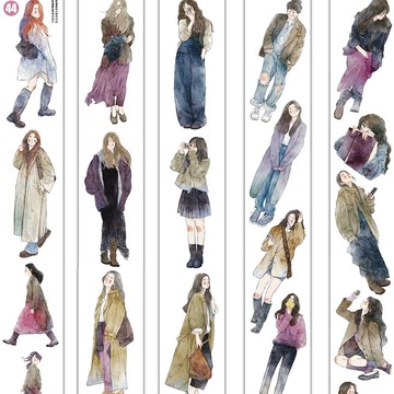 秋絳塵 深秋から初冬へ 低彩度の色たち PET 和紙膠帶 (kiss-cut)