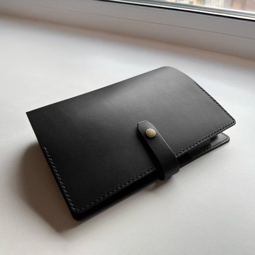 【男生禮物】SKYFALL A5 六孔活頁皮革筆記本/手帳/植鞣革-曜石黑