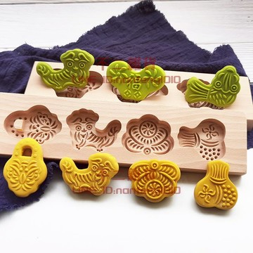月餅模具兒童餅干南瓜餅綠豆糕點心榼子七夕巧果木質烘焙模具【不二雜貨】