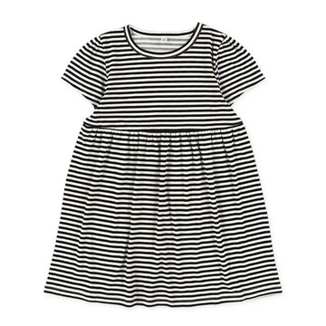 日本西松屋 - 夏日定番條紋短袖洋裝-黑白