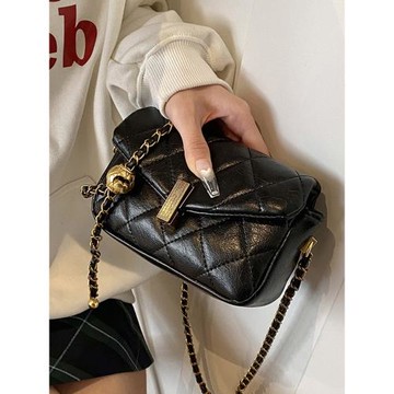 菱格鏈條小包包女2025新款秋冬復古通勤包棕色斜挎包時尚棕色小包