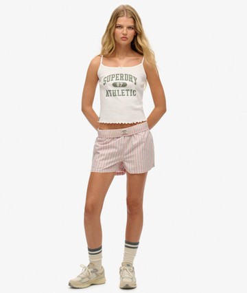 Superdry Women's Organic Cotton Stripe Elasticated Shorts Pink Size: 12