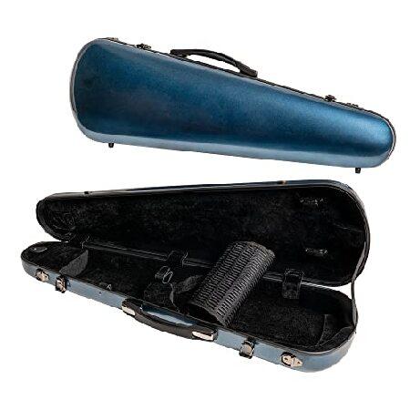 MI＆VI Classic Hard-Shell Fiberglass Violin Case (Full Size) with Carry Straps Tough Shell by MI＆VI MUSIC (Blue)