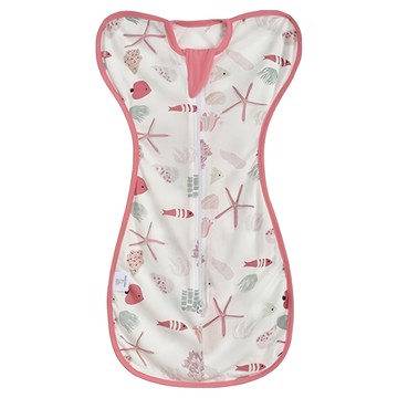 Kori Deer 可莉鹿 清新北歐風竹節棉網眼透氣嬰兒蝴蝶型包巾 砂石海星 M可伸袖 (5-9kg)  1入  粉色系