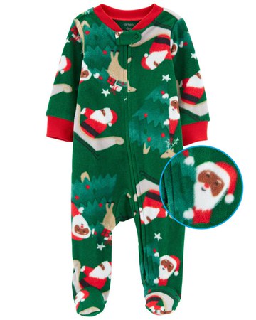 Baby Christmas Zip-Up Fleece Sleep & Play