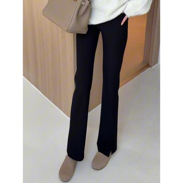 (免運)小個子穿搭氣質黑色顯瘦高級感時尚開叉彈力休閑褲女2025新款秋季