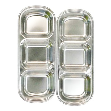 方形三格不銹鋼沾料碟 Set 2個 304不銹鋼  沾料碟 銀色  1組