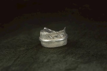 925純銀 特大羽戒 右向