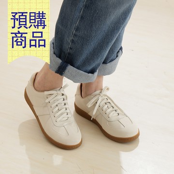 預計3/30出貨【大尺碼女鞋】【大尺碼女鞋】散步日和真皮德訓鞋(百搭寬楦/最大45)-米白
