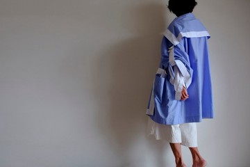 雙拉鍊水手領 士官長外套 / 棉 防絨處理【藍色】
