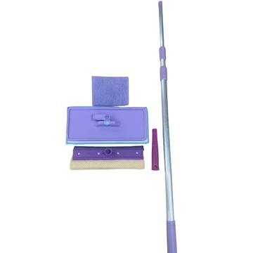 【出清品】37_伸縮多功能清潔組-cm125-三節式伸縮握柄-電靜布-玻璃刷-菜瓜布-本體板-