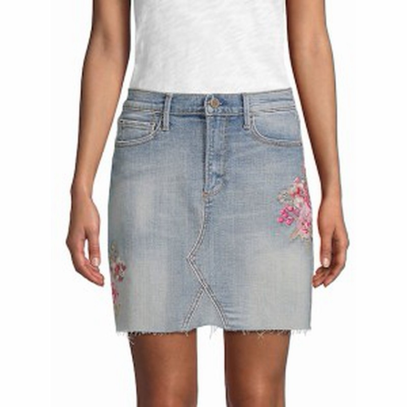embroidered denim skirt