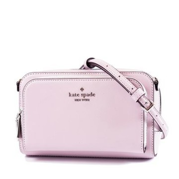 KATE SPADE Staci 雙層拉鍊置物十字紋防刮斜背包-丁香紫