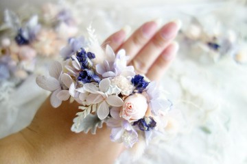 浪漫粉紫手腕花/花手環/婚禮花飾/伴娘/新娘/花童