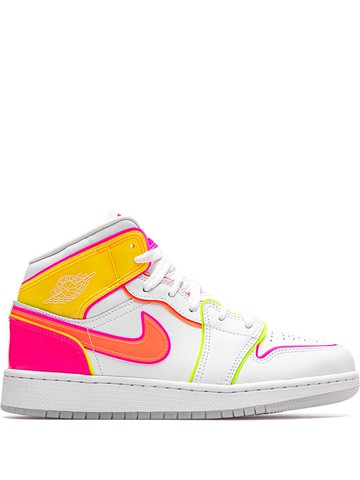 Jordan Kids - Air Jordan 1 Mid "Edge Glow" sneakers - kids - Leather/Polyamide/Rubber - 3.5Y - White