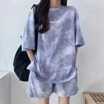 AKARA 新運動時尚雲朵款上衣短褲套裝(外出休閒/居家服睡衣/兩件套裝/中大尺碼)