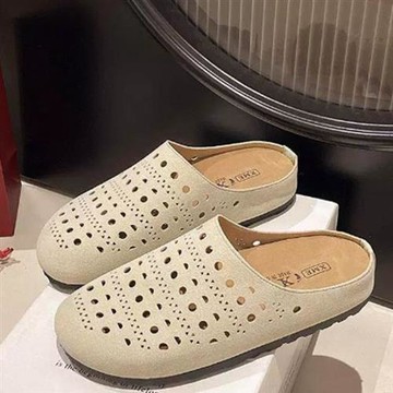 【Alice】韓國設計小香風超羅馬鞋一腳蹬懶人鞋娃娃鞋厚底鞋勃肯涼鞋編織涼鞋(包頭/厚底/涼拖鞋/洞洞鞋/增高鞋)卡其色