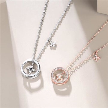 【米蘭精品】925純銀項鍊情侶對鍊-十字架靈動鋯石異地戀男女飾品74cj19