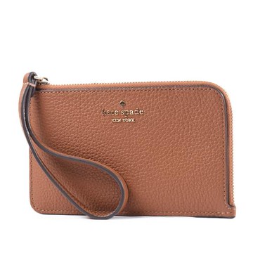KATE SPADE Lucy 荔枝紋L型拉鍊手掛證件/手拿包-焦糖色