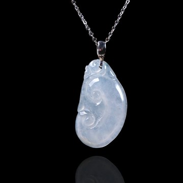 冰種翡翠如意項鍊 18K金墜頭 | 天然緬甸玉翡翠A貨 | 送禮