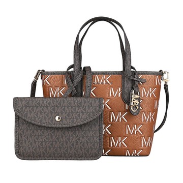 MICHAEL KORS Eliza 壓印字母設計手提斜背子母包(迷你/焦糖棕x摩卡棕)