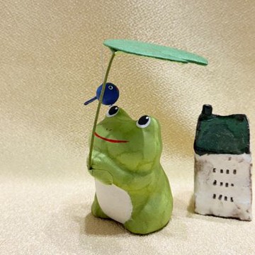 RYUKODO 龍虎堂京都手作和紙擺飾-荷葉青蛙
