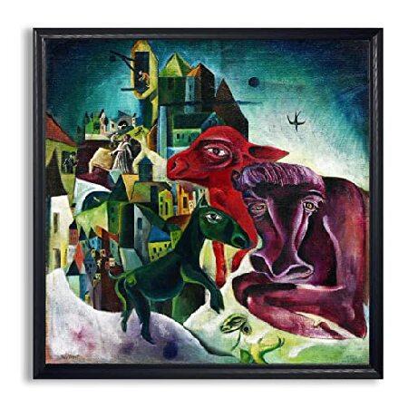 City with Animals 1919 by Max Ernst Framed Canvas Wall Art Decor Fine Artwork Painting Reproduction Canvases Gallery Print in Wood Frame |並行輸入