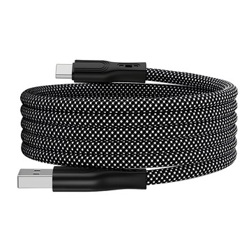 UniSync USB轉Type-C 魔幻磁吸收納編織防纏繞快充線 1M  黑色  1條