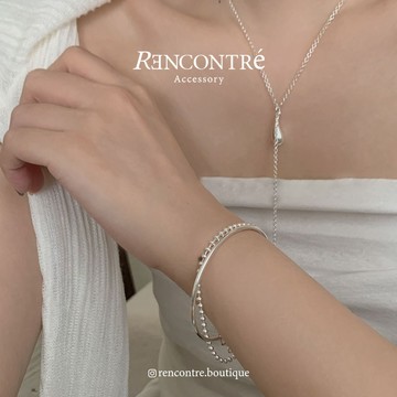 畢業禮物 交換禮物『韓國 雙層極簡 純銀手鐲』Rencontre 925純銀 純銀手鍊 韓國手鐲手鍊 純銀手鐲 手環