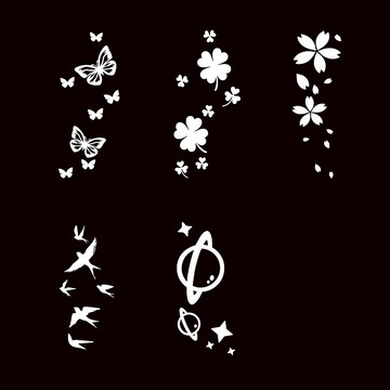 飛舞 蝴蝶 小花 星球 櫻花 四葉草 幸運草 簍空設計 銀白色